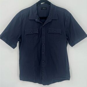 7 Diamonds Men’s XXL Navy Blue Short Sleeve Button Down Shirt